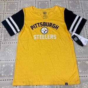 47  Yellow and Black Pittsburgh Steelers Short Sleeve Tee Size Medium